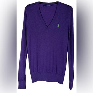 Ralph Lauren Women's V-Neck Sweater in Purple small petite